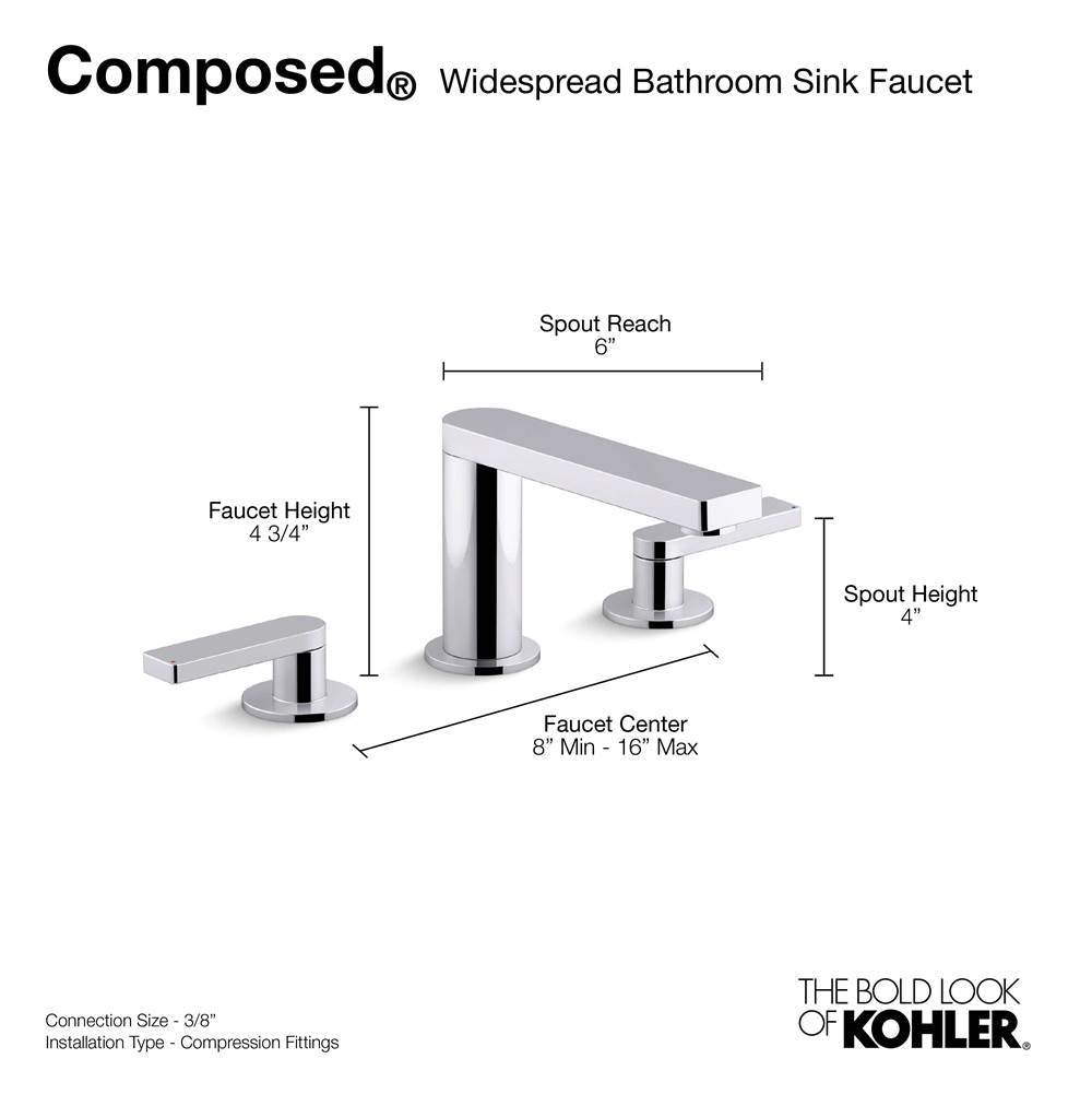 Composed Widespread bathroom sink faucet with Lever handles, 1.2 gpm