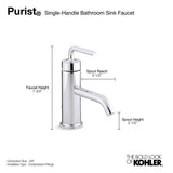 Purist Single-handle bathroom sink faucet with Straight Lever handle, 1.2 gpm