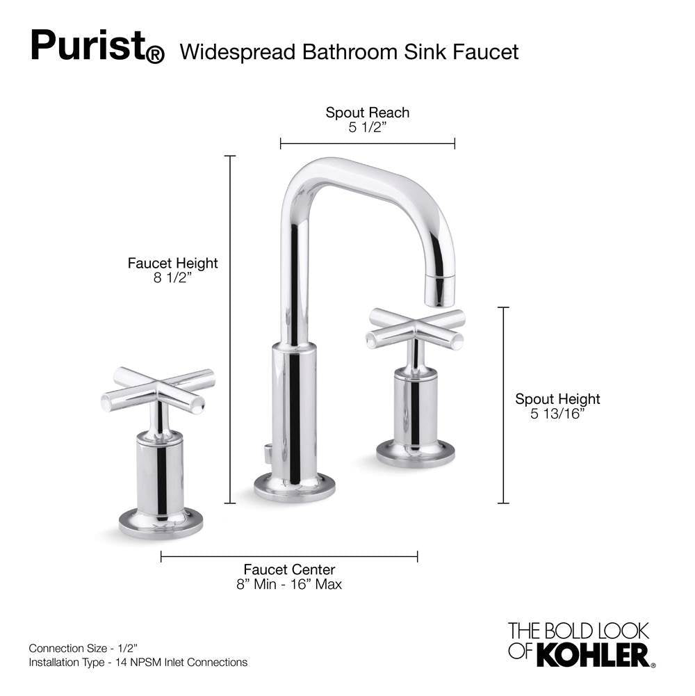 Purist Widespread bathroom sink faucet with Cross handles, 1.2 gpm