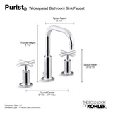 Purist Widespread bathroom sink faucet with Cross handles, 1.2 gpm
