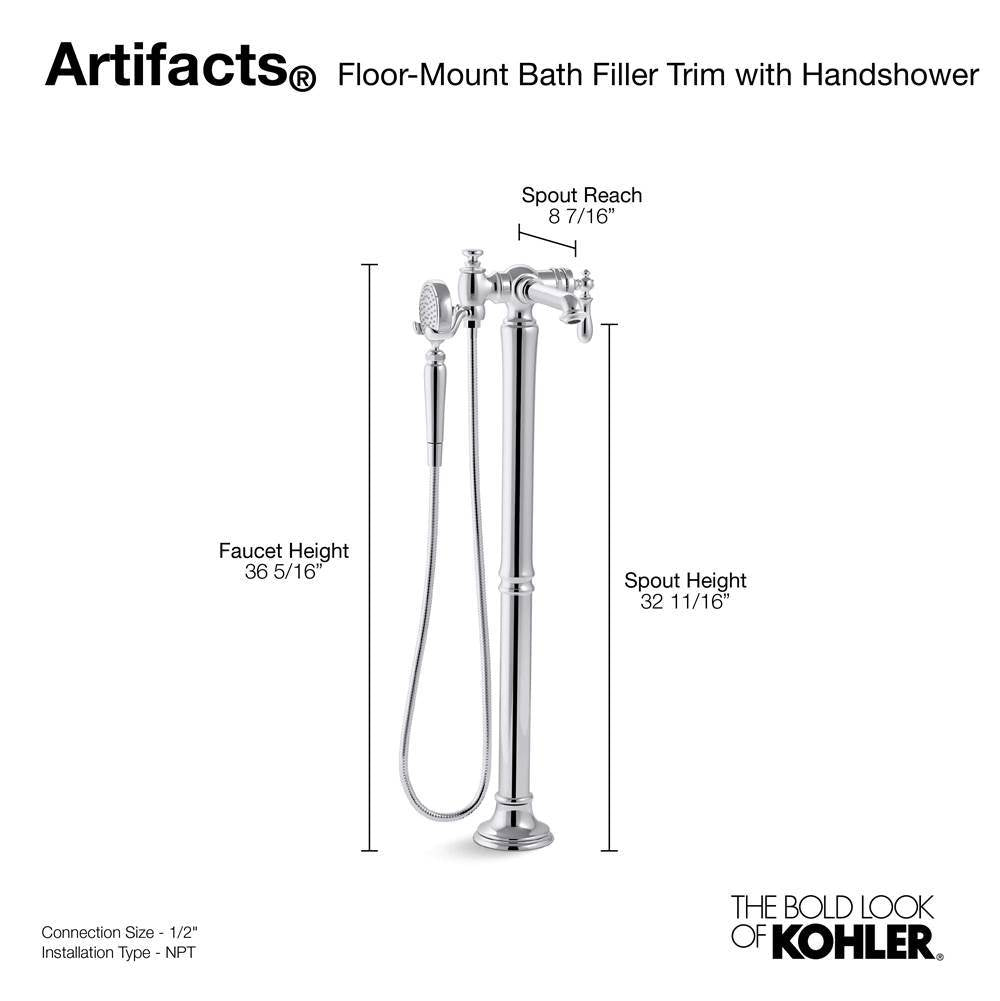 Artifacts Floor-mount bath filler trim with handshower