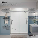 Pleat 79-1/16'' H sliding shower door with 5/16''-thick glass