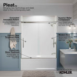 Pleat 63-9/16'' H sliding bath door with 5/16''-thick glass
