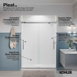 Pleat Frameless sliding shower door, 79-1/16'' H x 54-5/8 - 59-5/8'' W, with 5/16'' thick Frosted glass