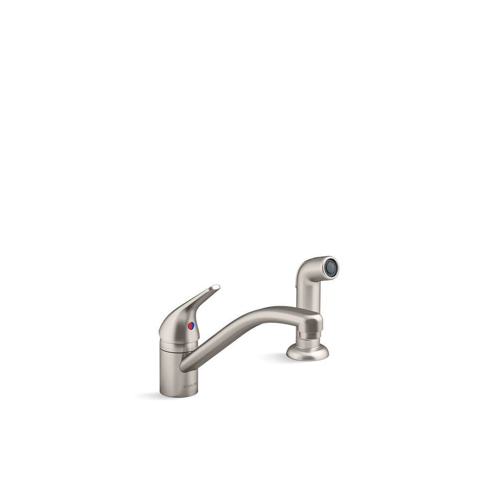 Kohler - Jolt Single-handle kitchen sink faucet with side sprayer - Vibrant Stainless