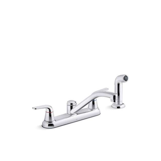 Kohler - Jolt Two-handle kitchen sink faucet with side sprayer - Polished Chrome