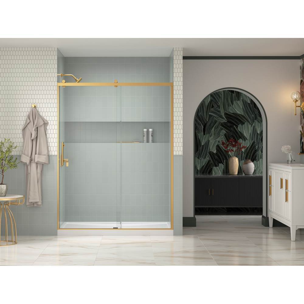 Rely 77'' H sliding shower door with 3/8''-thick glass