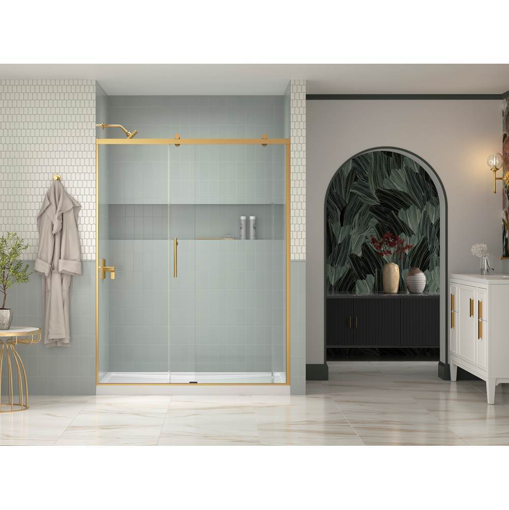 Rely 77'' H sliding shower door with 3/8''-thick glass