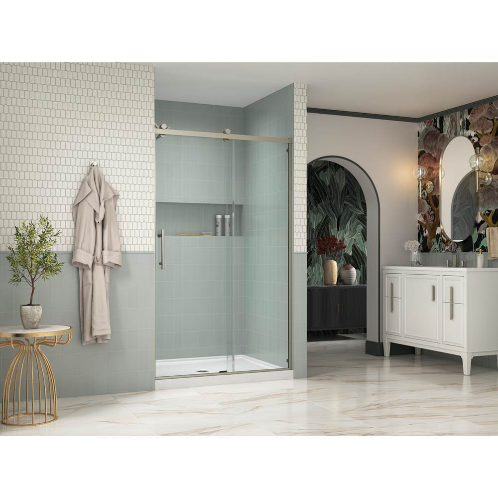 Rely 77'' H sliding shower door with 3/8''-thick glass