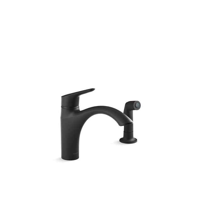 Kohler - Rival Single-handle kitchen sink faucet with side sprayer - Matte Black