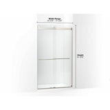 Levity Plus Frameless sliding shower door, 81-5/8'' H x 44-5/8 - 47-5/8'' W, with 3/8''-thick Crystal Clear glass