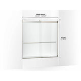 Levity Plus Frameless sliding bath door, 61-9/16'' H x 56-5/8 - 59-5/8'' W, with 5/16''-thick Crystal Clear glass