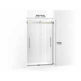 Levity Plus Frameless sliding shower door, 77-9/16'' H x 44-5/8 - 47-5/8'' W, with 5/16''-thick Crystal Clear glass