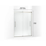 Levity Plus Frameless sliding shower door, 81-5/8'' H x 56-5/8 - 59-5/8'' W, with 3/8''-thick Crystal Clear glass