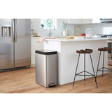 Kohler - 13-gallon stainless steel slim step trash can with bifold lid - Stainless Steel