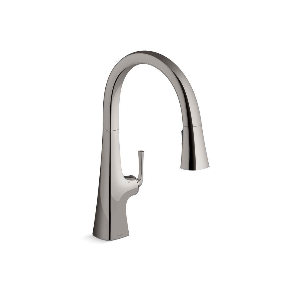 Kohler - Graze Touchless pull-down kitchen sink faucet with KOHLER KonnectE and three-function sprayhead - Vibrant Titanium