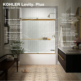 Levity Plus Frameless sliding bath door, 61-9/16'' H x 56-5/8 - 59-5/8'' W, with 5/16''-thick Crystal Clear glass