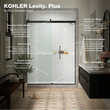 Levity Plus Frameless sliding shower door, 77-9/16'' H x 56-5/8 - 59-5/8'' W, with 5/16''-thick Crystal Clear glass