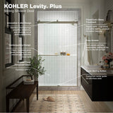 Levity Plus Frameless sliding shower door, 77-9/16'' H x 44-5/8 - 47-5/8'' W, with 5/16''-thick Crystal Clear glass