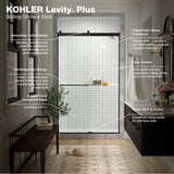 Levity Plus Frameless sliding shower door, 77-9/16'' H x 44-5/8 - 47-5/8'' W, with 5/16''-thick Crystal Clear glass