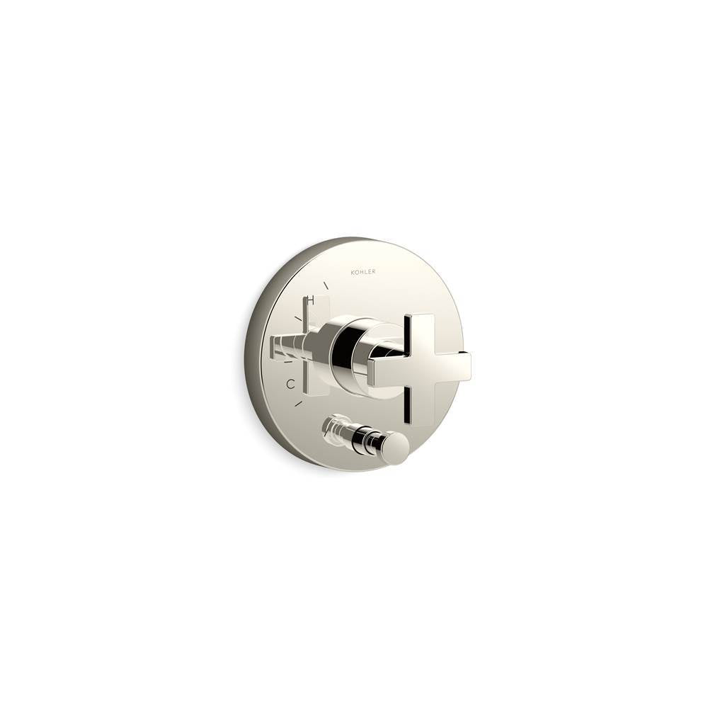 Kohler - Composed Rite-Temp valve trim with push-button diverter and cross handle - Vibrant Polished Nickel
