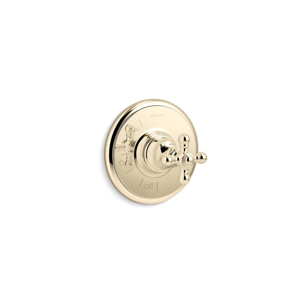 Kohler - Artifacts Rite-Temp valve trim with cross handle - Vibrant French Gold