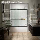 Levity Plus 61-9/16'' H sliding bath door with 3/8''-thick glass
