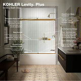 Levity Plus 61-9/16'' H sliding bath door with 3/8''-thick glass