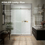 Levity Plus Frameless sliding shower door, 81-5/8'' H x 56-5/8 - 59-5/8'' W, with 3/8''-thick Crystal Clear glass