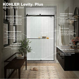 Levity Plus Frameless sliding shower door, 81-5/8'' H x 44-5/8 - 47-5/8'' W, with 3/8''-thick Crystal Clear glass