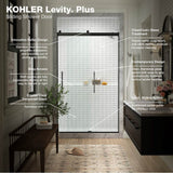 Levity Plus Frameless sliding shower door, 81-5/8'' H x 44-5/8 - 47-5/8'' W, with 3/8''-thick Crystal Clear glass