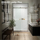 Levity Plus Frameless sliding shower door, 81-5/8'' H x 44-5/8 - 47-5/8'' W, with 3/8''-thick Crystal Clear glass