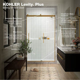 Levity Plus Frameless sliding shower door, 81-5/8'' H x 44-5/8 - 47-5/8'' W, with 3/8''-thick Crystal Clear glass