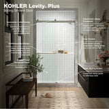Levity Plus Frameless sliding shower door, 81-5/8'' H x 44-5/8 - 47-5/8'' W, with 3/8''-thick Crystal Clear glass