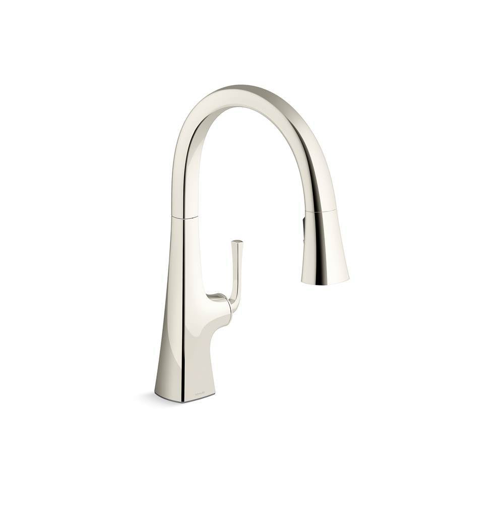 Kohler - Graze Pull-down kitchen sink faucet with three-function sprayhead - Vibrant Polished Nickel