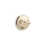 Kohler - Artifacts Rite-Temp valve trim with push-button diverter and cross handle - Vibrant French Gold