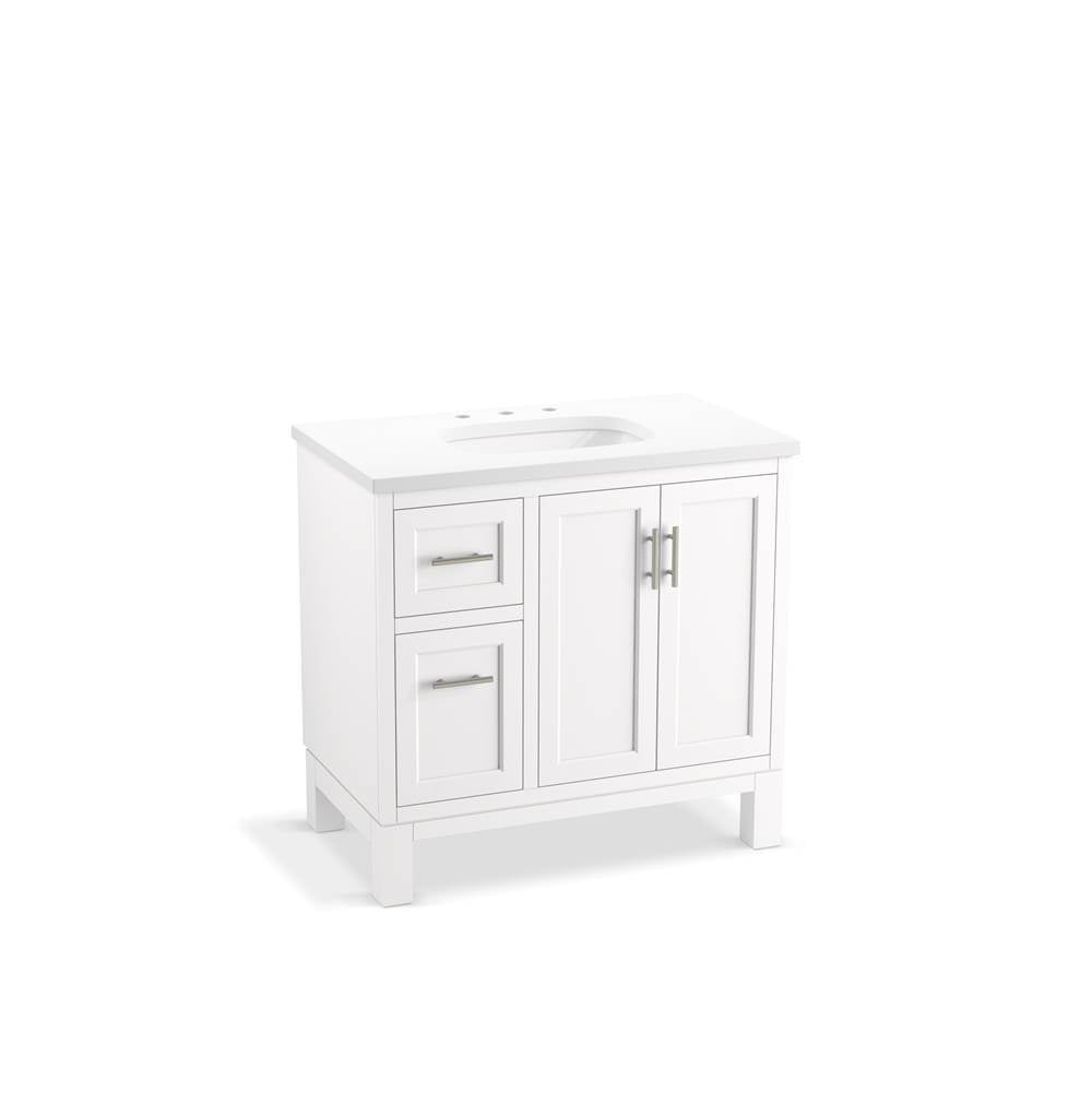 Kohler - Quo 36'' bathroom vanity cabinet with sink and quartz top - White