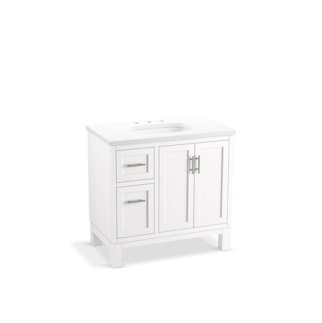 Kohler - Quo 36'' bathroom vanity cabinet with sink and quartz top - White