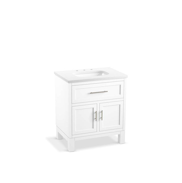 Kohler - Quo 30'' bathroom vanity cabinet with sink and quartz top - White