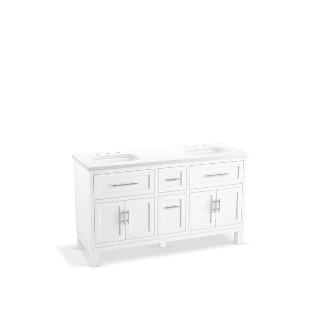 Kohler - Quo 60'' bathroom vanity cabinet with sinks and quartz top - White