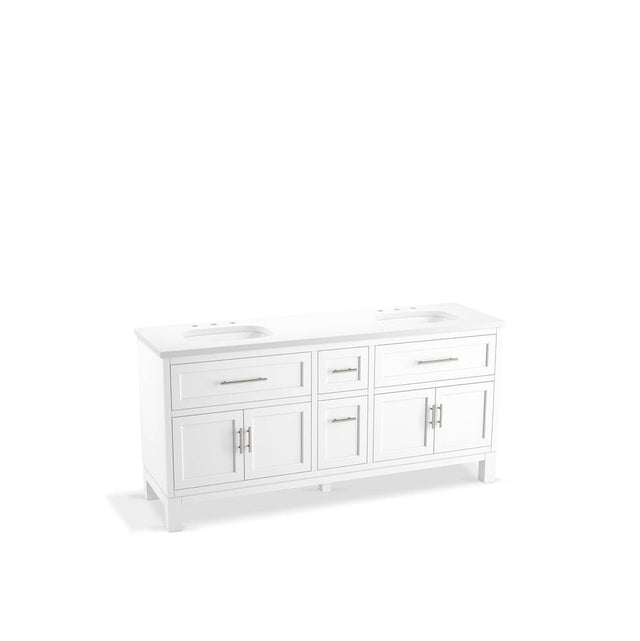 Kohler - Quo 72'' bathroom vanity cabinet with sinks and quartz top - White