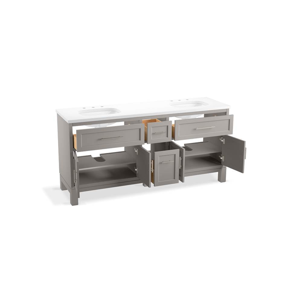 Kohler - Quo 72'' bathroom vanity cabinet with sinks and quartz top - Mohair Grey