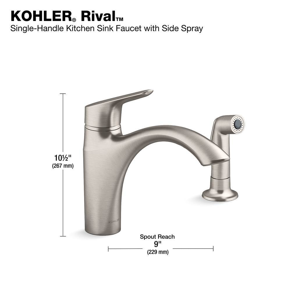 Rival Single-handle kitchen sink faucet with side sprayer