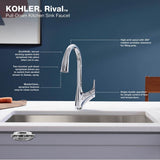 Rival Pull-down kitchen sink faucet with two-function sprayhead