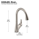 Rival Pull-down kitchen sink faucet with two-function sprayhead