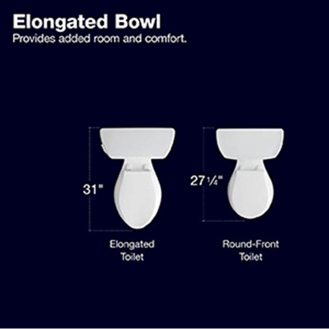 Corbelle Tall two-piece elongated toilet with skirted trapway, 1.28 gpf