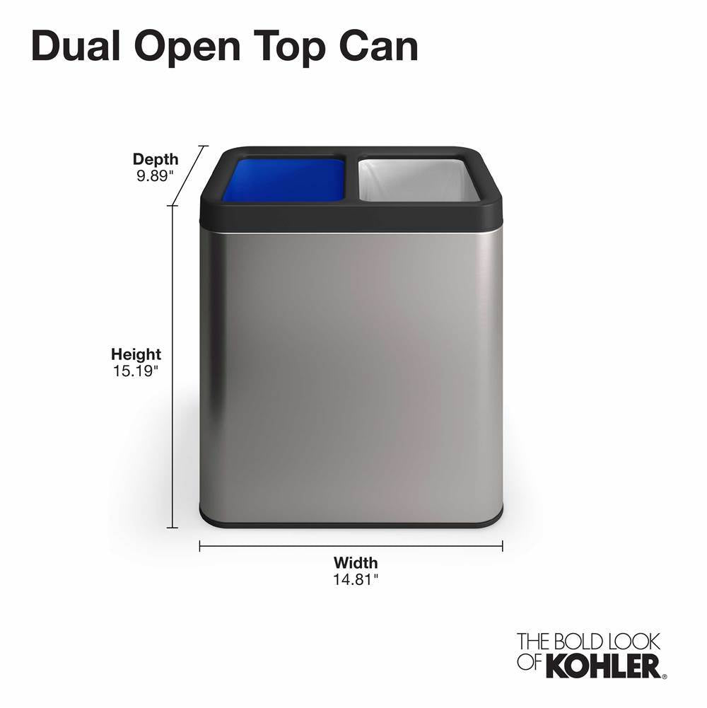 22-liter dual-compartment open-top trash can