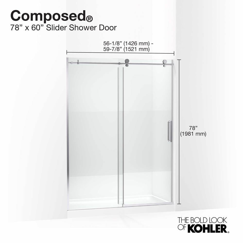 ComposedE 78'' sliding shower door with 3/8''-thick glass