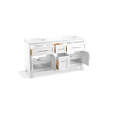 Quo 60'' bathroom vanity cabinet with sinks and quartz top