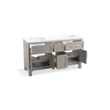 Quo 60'' bathroom vanity cabinet with sinks and quartz top